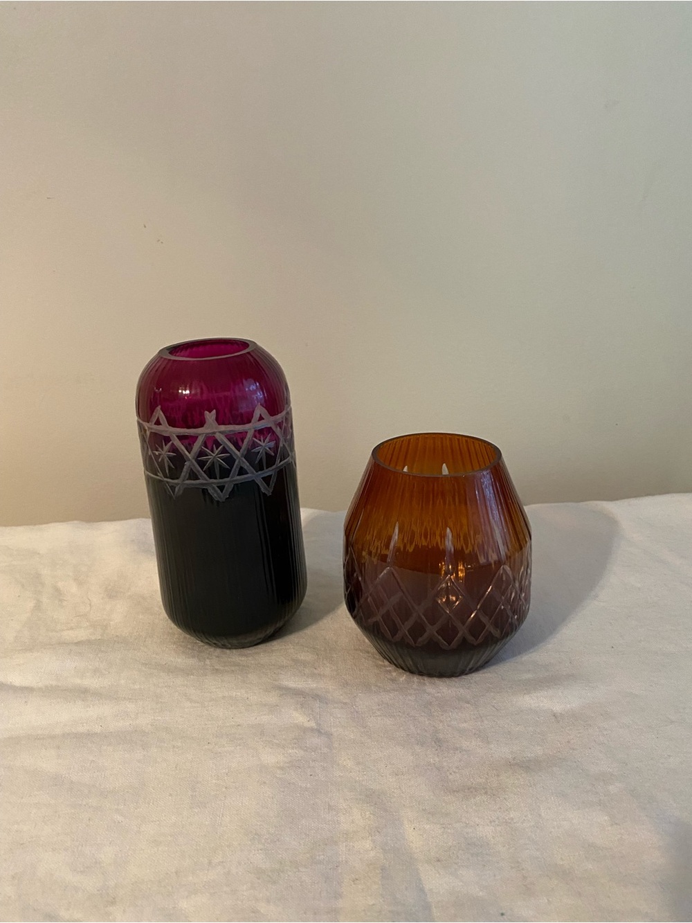 Set of 2 Anthropologie Elena glass bud vases
